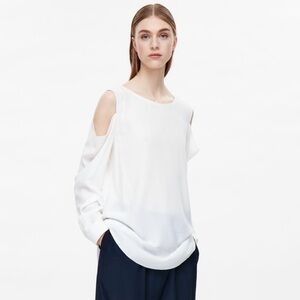 COS White Cold Shoulder Blouse Size 8